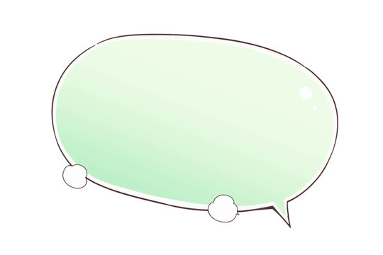 A green speech bubble with a soft gradient and white outline, designed in a clean and simple style. Flat vector illustration.