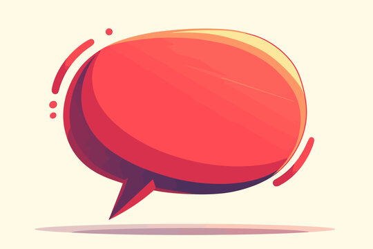 A red speech bubble with a dynamic and vibrant design, on a light background. Flat vector illustration.