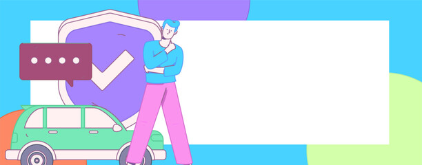 Buy insurance for car flat character vector concept operation illustration
