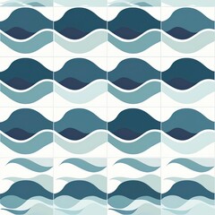 Abstract blue and white wave pattern seamless background.