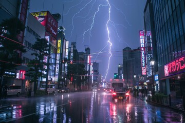 city skyline at night, generative ai