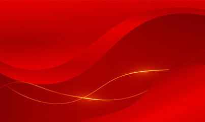 Abstract red luxury background dynamic gradient layers with golden lines. Luxury style. Realistic luxury paper cut style 3d modern concept for banner, poster, flyer, brochure, website. Premium Vector.