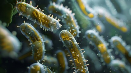 Fototapeta premium Virus, viral infection, bacteria close up, microorganism, 3d rendering