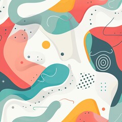 Fototapeta premium Abstract colorful pattern with fluid shapes and geometric elements.