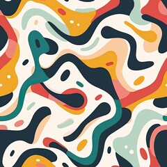 Abstract colorful seamless pattern with flowing curve twirl shapes colorful fluid vivid vibrant.