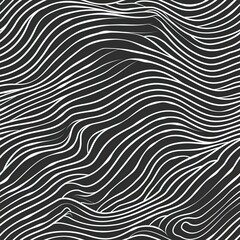Abstract black and white wavy lines pattern background.