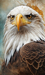 Obraz premium Fantasy Illustration of a wild eagle bird. Digital art style wallpaper background.