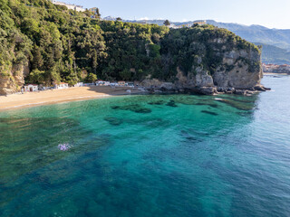 Aerial view of Budva beach in Montenegro