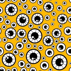 Cartoon Halloween monsters eyes seamless autumn pattern for wrapping paper