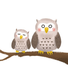 フクロウの手書き風イラスト