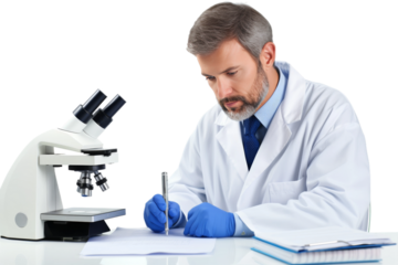 The Scientific Symphony: Composer of Microscopic Masterpieces on a White or Clear Surface PNG Transparent Background.