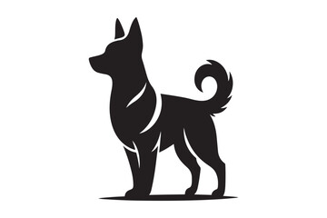  A vector silhouette image of a dog.
