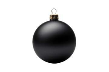 Enigmatic Elegance: The Mysterious Dance of a Hanging Black Ball Ornament on a White or Clear Surface PNG Transparent Background.