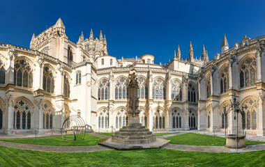 panorama view of the cloister of the historic Burgos Cathedral