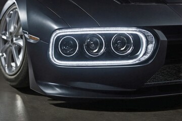 Fototapeta premium Close-up image of a car headlight
