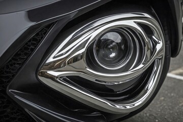 Close-up image of a car headlight