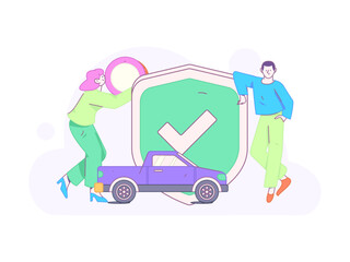Buy insurance for car flat character vector concept operation illustration
