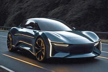 Naklejka premium Side view of a futuristic car
