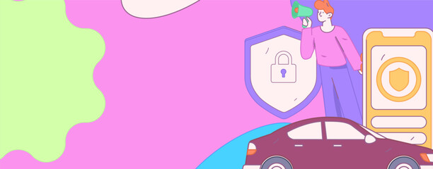 Buy insurance for car flat character vector concept operation illustration
