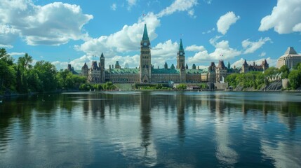 Fototapeta premium Canada city landscape background illustration generated by ai