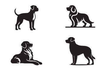 set of dogs silhouettes.