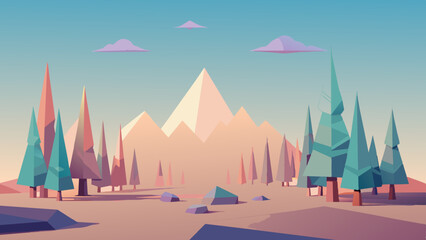 Naklejka premium Serene Mountain Landscape with Pastel Colors at Dawn