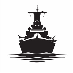 large sailboat ship vector silhouette, black color silhouette, white background