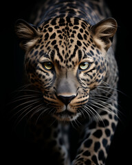 Fototapeta premium leopard, tier, katze, jaguar, wild, wild lebende tiere, raubtier, säugetier, natur, felino, tierpark, fleck, fell, fleischfresser, safari, big, eigentliche grosskatzen, tier, panther, hunter, portrait
