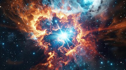 Dazzling image of a supernova explosion in a distant galaxy, astronomical wonder