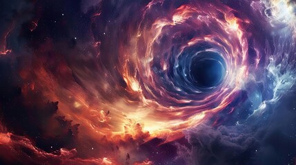 Dramatic portrayal of a wormhole in a nebula, cosmic mystery