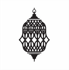 Retro islamic lantern flat, lamp symbol, vector silhouette
