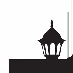 Retro islamic lantern flat, lamp symbol, vector silhouette