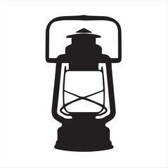 Retro camping lantern flat, lamp symbol, vector silhouette © Faysal Design House