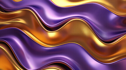 Vibrant purple and gold wavy abstract background, Luxurious purple and gold flowing design