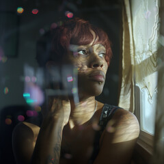 Fototapeta premium a transgender person during a moment of personal reflection