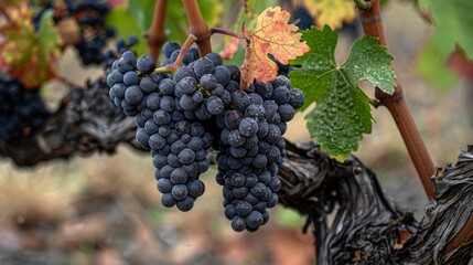 Fototapeta premium Red grapes in vineyard