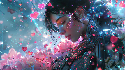 goddess of love, in a tech-enhanced outfit