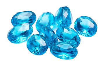 Fototapeta premium Serene Sea of Sapphire: A Mesmerizing Array of Blue Stones on a White or Clear Surface PNG Transparent Background.