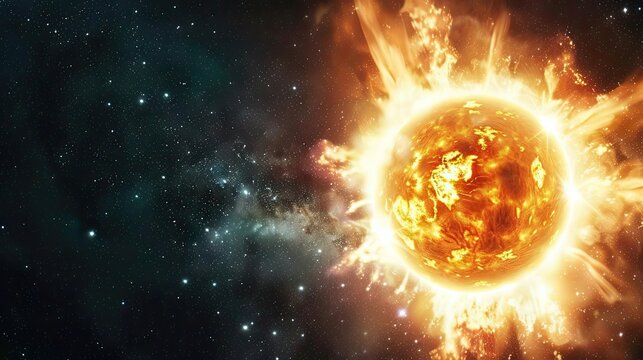 Realistic portrayal of a star going supernova, universes dramatic event