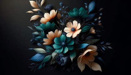 An image of abstract Coreopsis flowers and leaves