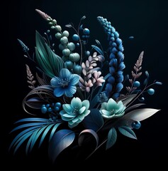 Fototapeta premium An image of abstract Veronica flowers and leaves