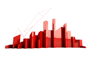 Crimson Ascension: A Visual Symphony of Progress on a White or Clear Surface PNG Transparent Background.