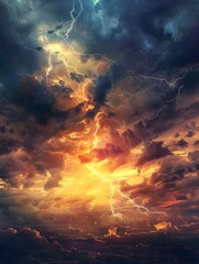 Fototapeta premium dark storm clouds with thunder and lightning