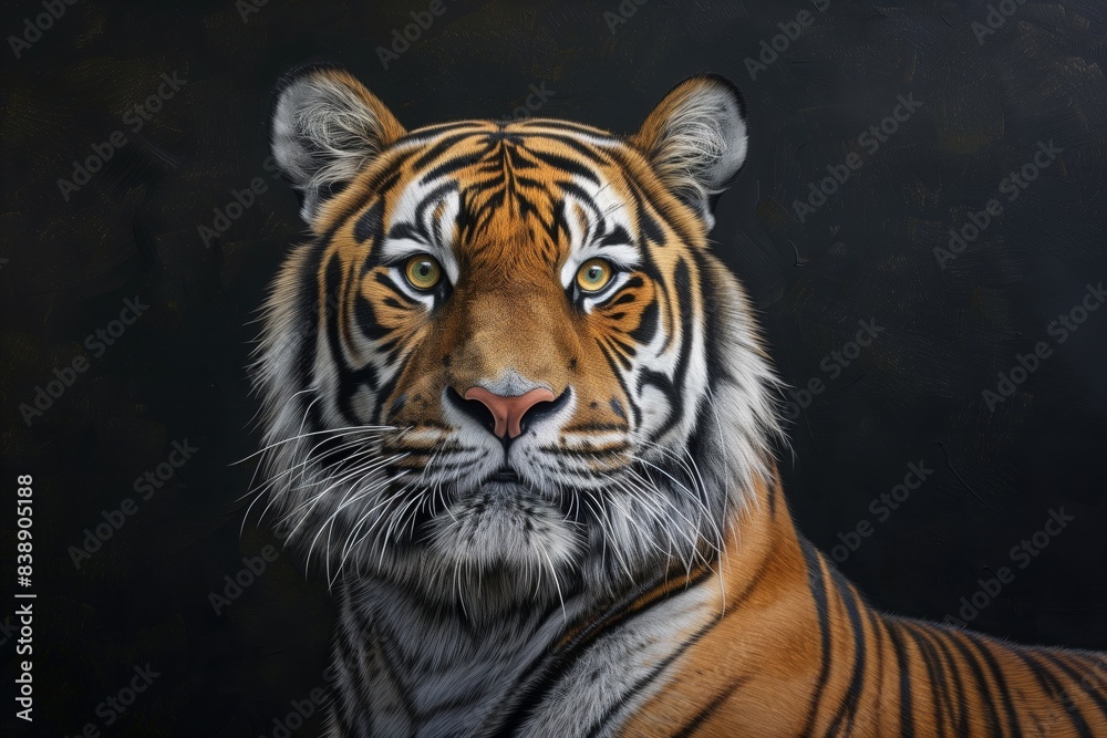 Poster a tiger on a black background