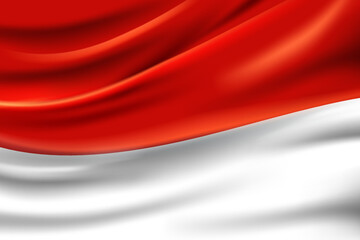 Obraz premium Indonesia flag red, white realistic silk vector