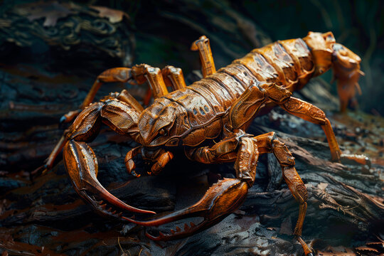Scorpion on the rock, close up view.