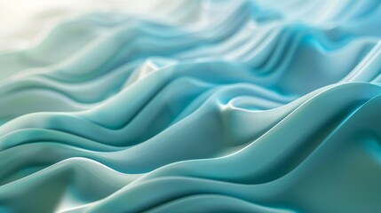 Abstract image of smooth, flowing aqua and light blue fabric-like textures, creating a wave-like pattern with a serene, calm aesthetic.