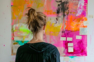 Fototapeta premium Wall of Thoughts: A Collage of Colorful Sticky Notes