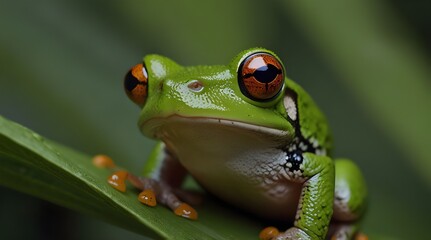 A frog on a green leaf.generative.ai 