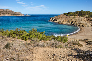 Mediterranean beach in Costa Brava. Borro beach. Colera, Catalunya. Spain